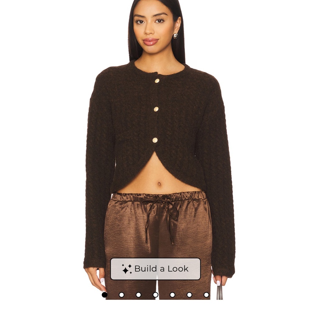 REVOLVE Brown Cardigan with Gold Buttons